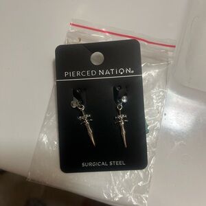 Pierced Nation Silver Dagger Earrings